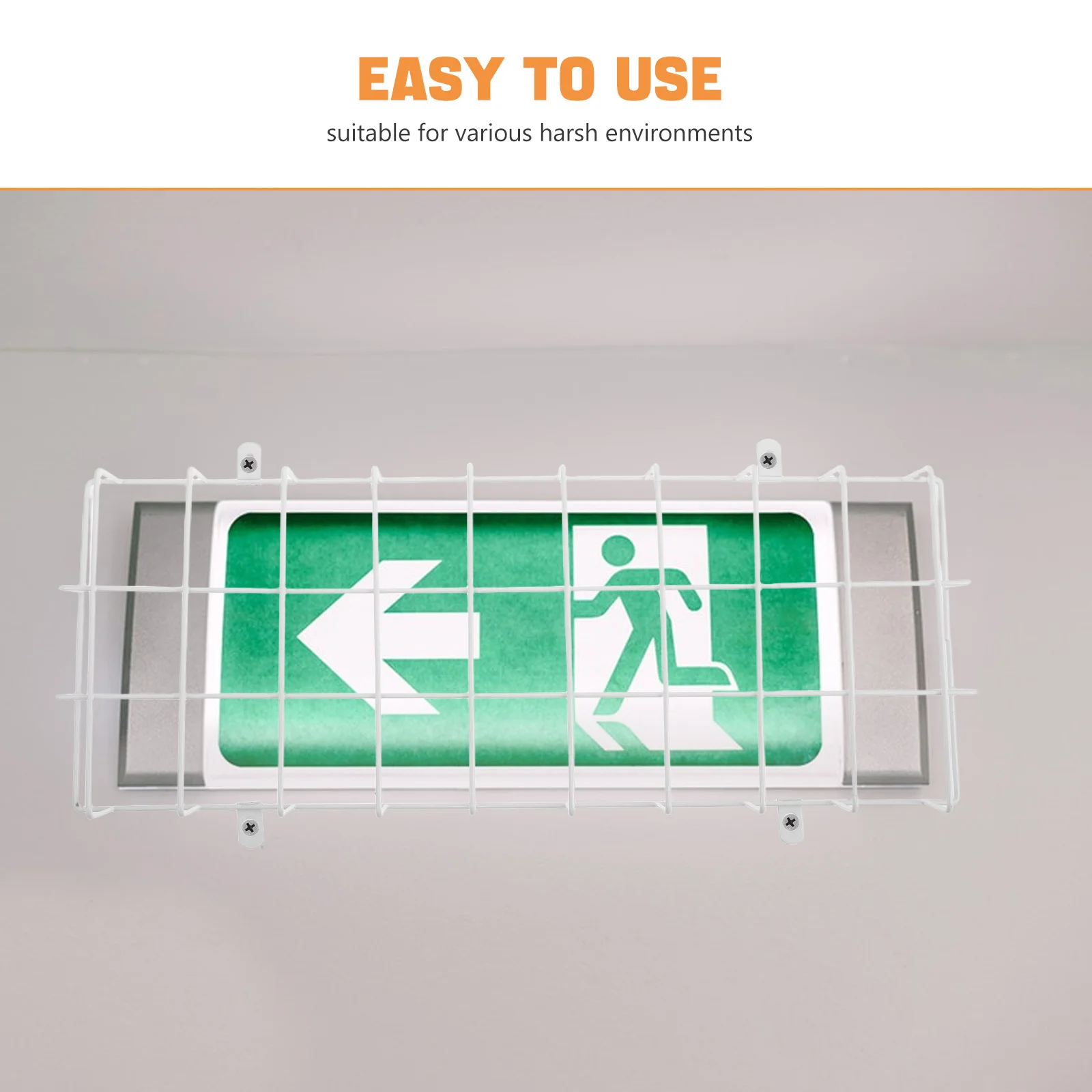 4pcs Emergency Light Protective Cage Rectangular Metal Wire Guard For Outdoor Industrial Use Impact Resistant Uv Proof Quick