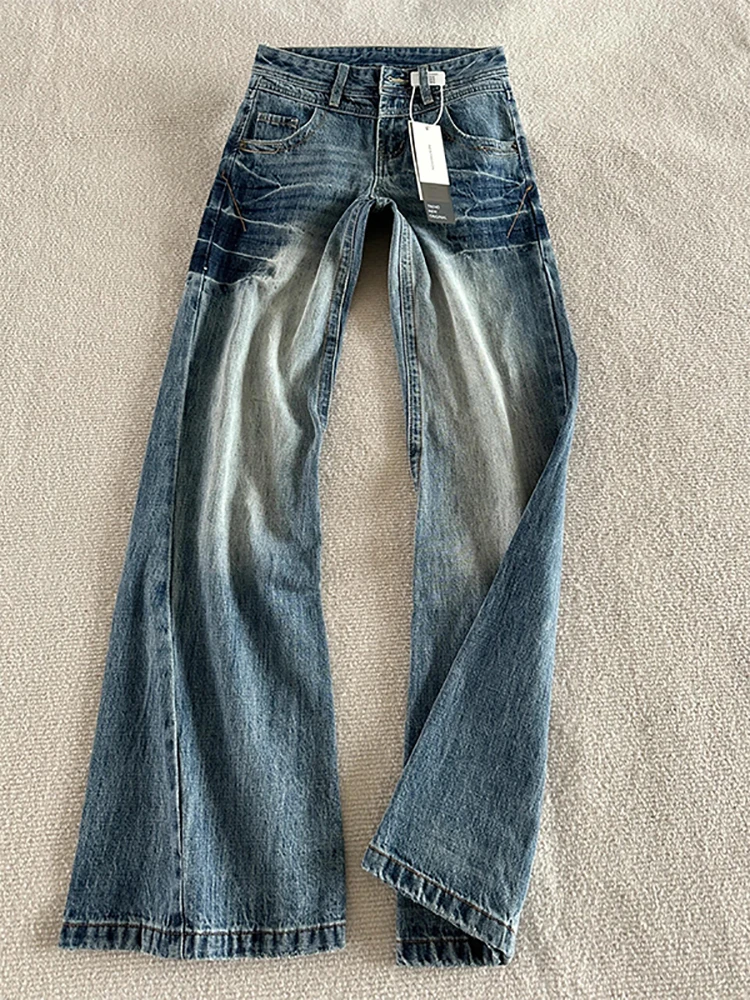 

Retro Washed Bootcut Jeans For Women Summer 2025 New High Waist Straight Pants Korean Style Casual Commuting Floor Long Trousers
