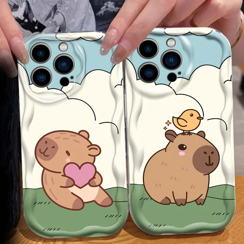 Cute Art Popular Capybara For Apple iPhone 17 16 16E 15 14 13 12 11 XS Air Pro Max Plus Wave Oil Soft Funda Phone Case