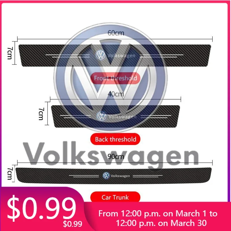 

For VW Volkswagen Jetta MK5 Golf Car Threshold Door Sill Anti-Scratch Sticker Decals For Volkswagen Passat Santana Tiguan Bora J