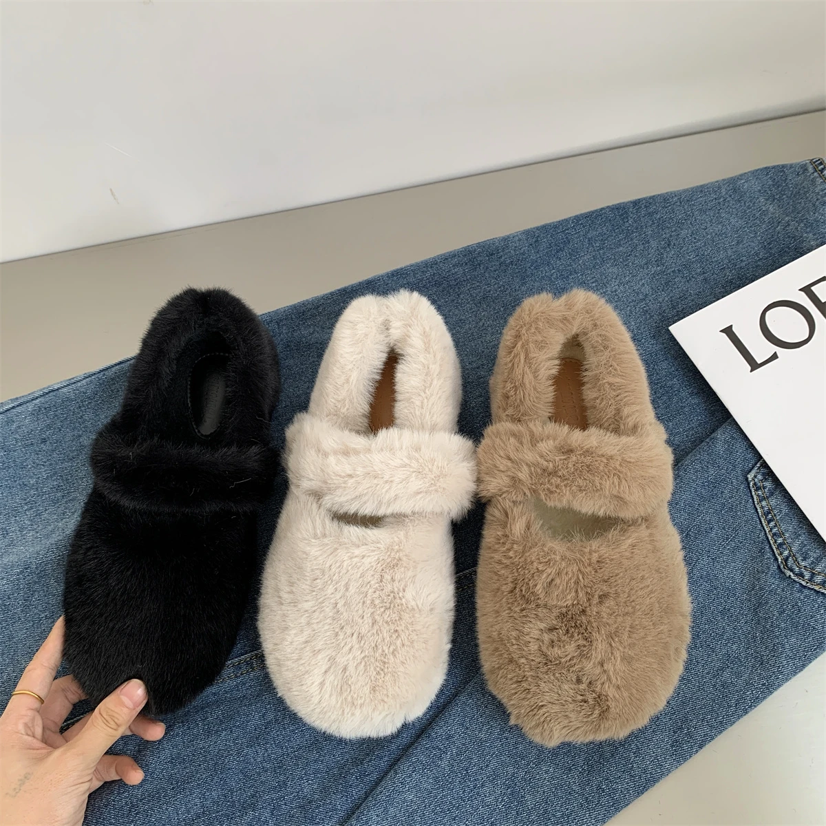 Shallow Mouth Square Toe Korean Shoes Soft Casual Female Sneakers Women\'s Moccasins Autumn Flats Loafers Fur Slip-on 2024 New Ro