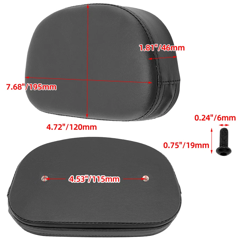 Motorcycle Sissy Bar Backrest Cushion Pad Seat Cover Black For Harley Chopper Touring For Honda For Suzuki Universal