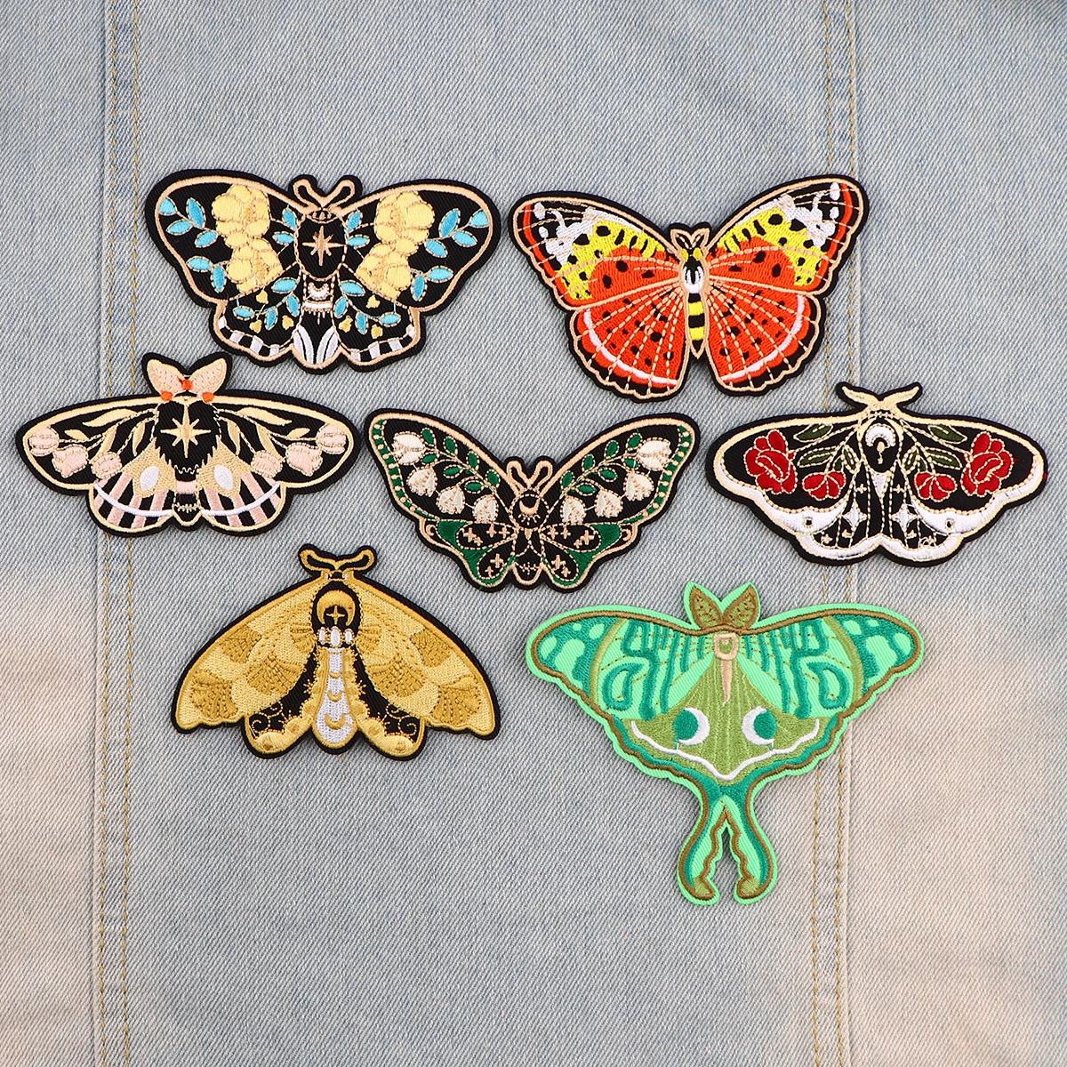 Patch brodé papillon, application animale pour vêtements, thermoadhésif à repasser pour vestes, autocollants de couture