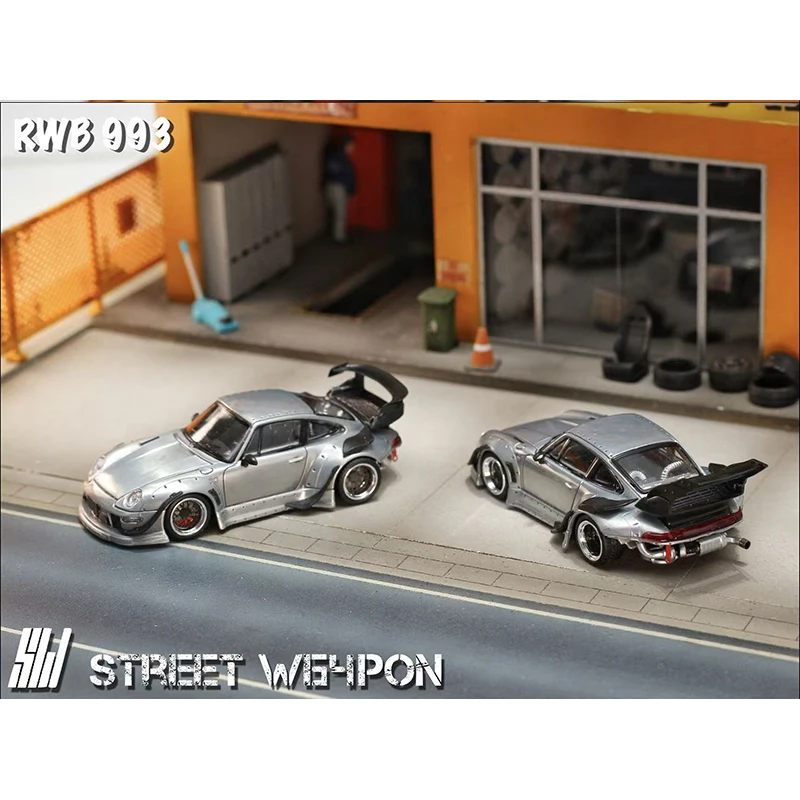 Preventa SW 1:64 RWB 993 versión de Clearcoat regra Diecast Diorama colección de modelos de coches juguetes arma de calle