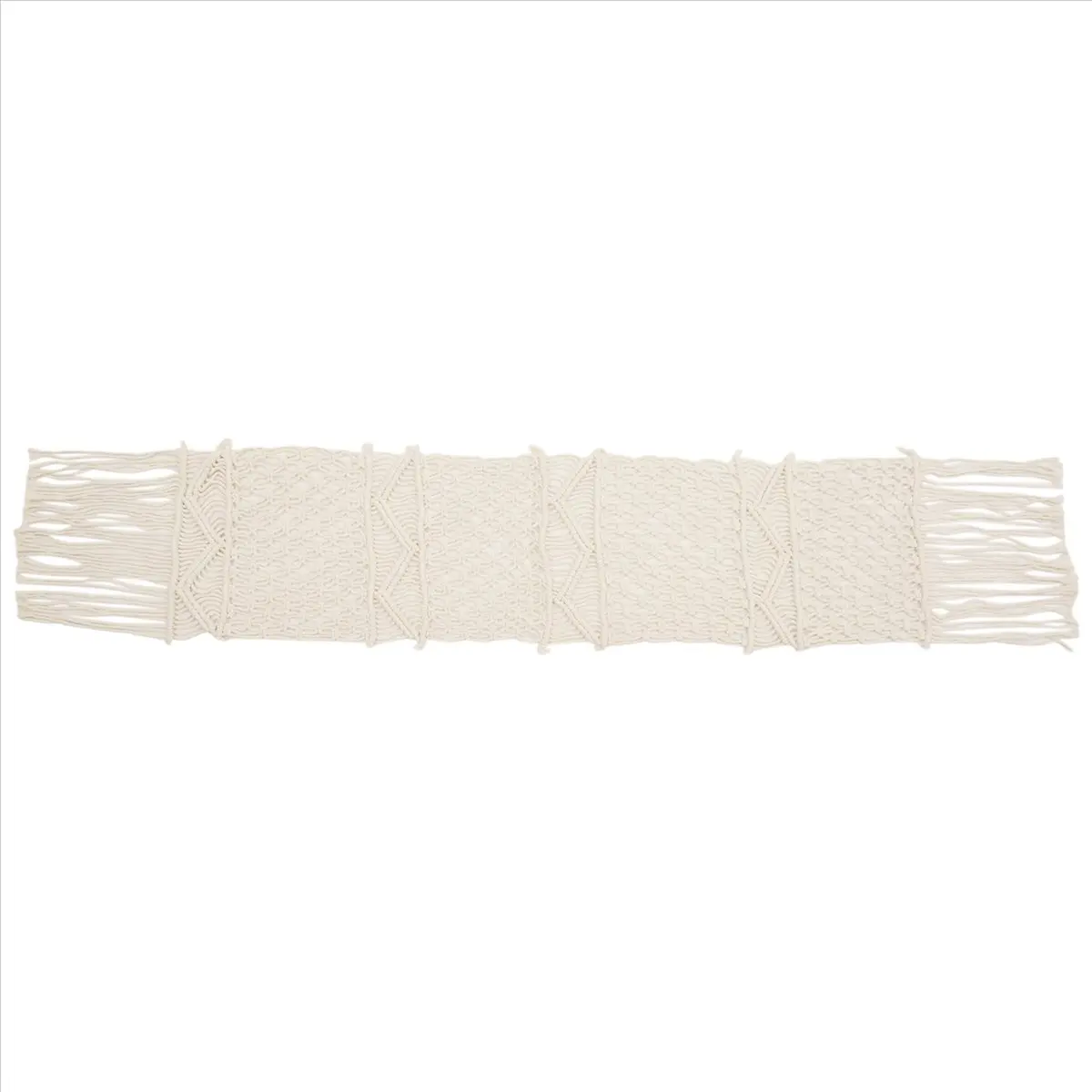 BHBL Macrame Table Runner,Boho Wedding Table Decoration,Vintage Farmhouse and Bohemian Dining Room Style, Beige White