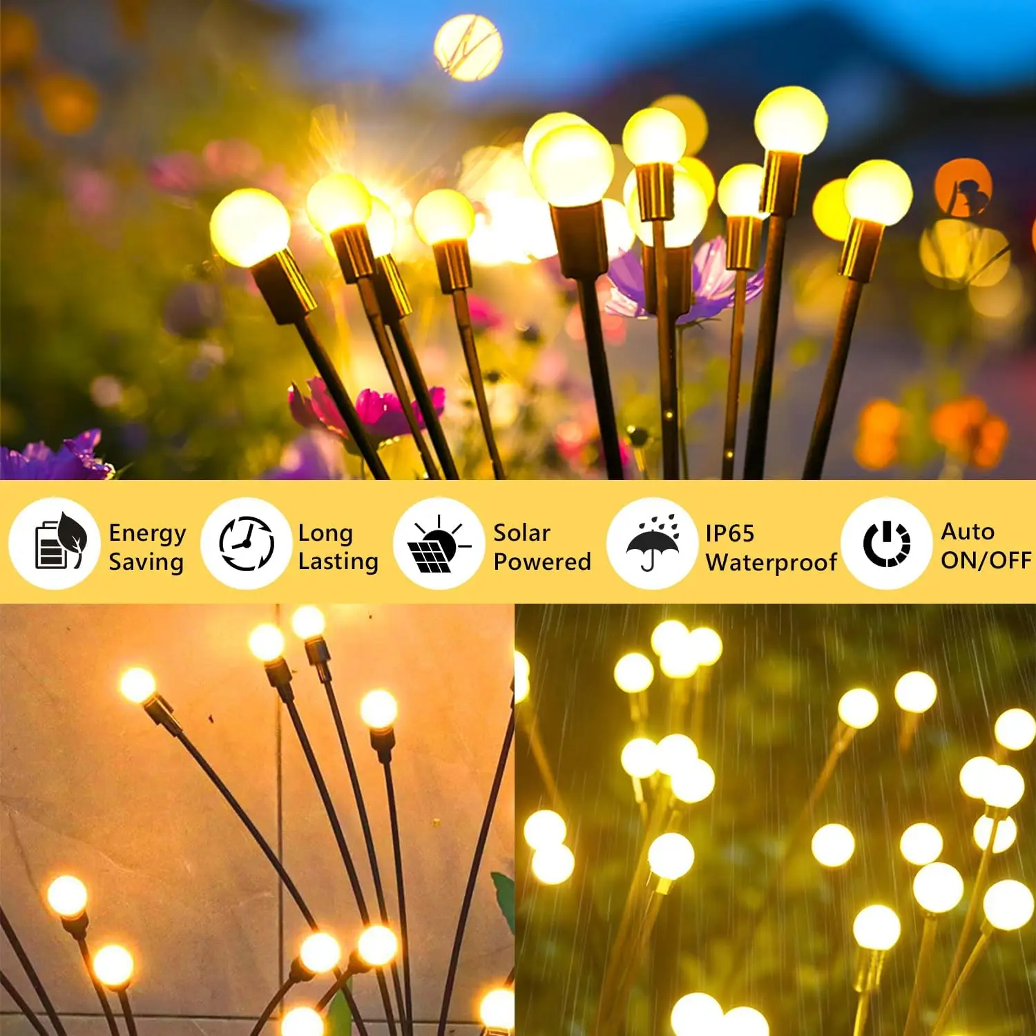 10LED Solar Garden Lights luci di lucciola alimentate a energia solare che ondeggiano le luci del percorso impermeabili per le decorazioni