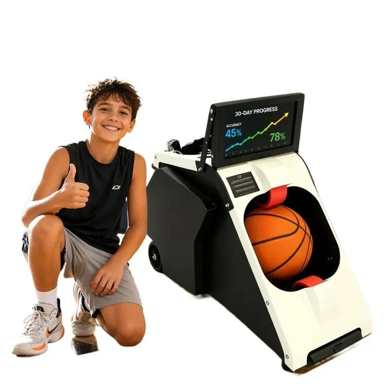 Portable steel basketball shooting machine, foldable light, automatic rebound indoor and outdoor training equipment
