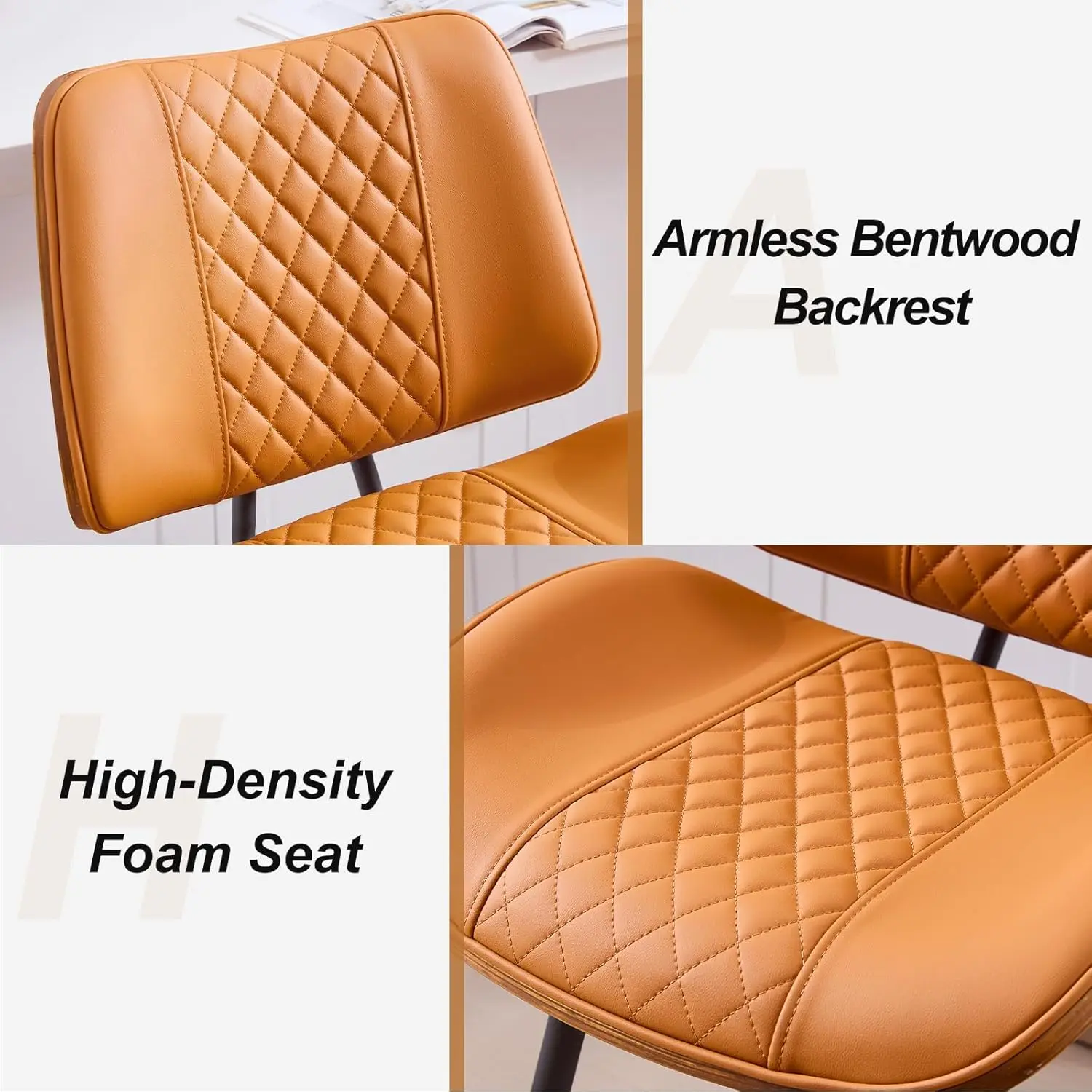 Conjunto de 3 Banquetas Altas para Balcão, Banquetas sem Braços de 26,9 polegadas com Pernas de Metal, Cadeira de Pub em Nogueira com Estilo Moderno, Personalizável