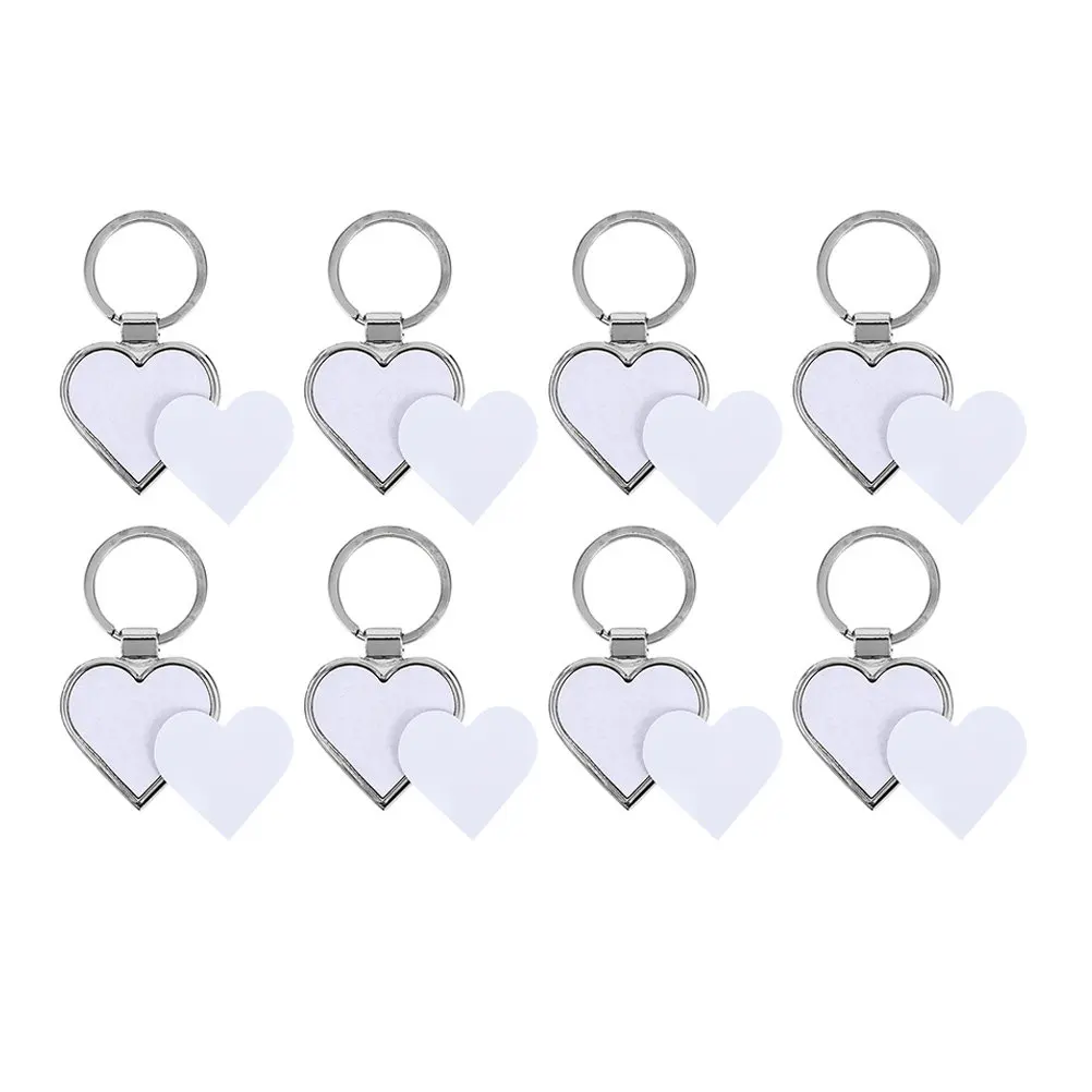8 pcs Keychain DIY Blank Halloween Christmas New Year Diy Key Ring Diy Key Rings Blank Heart Keychain Diy Keyring Diy Keychain