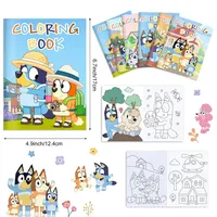 12pcs Anime Bluey Color Diy Coloring Book Cute Bluey Bingo Party Cartoon Color Graffiti Painting Book Children Toy Learning Gift