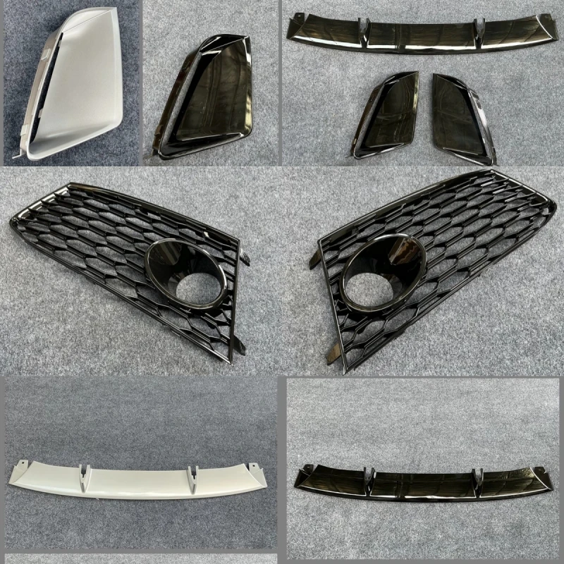 

Fog Lamp Frame Front Bumper Lower Lip Black Silver Trim for Audi A7 Upgraded to RS7 Car Auto Accessories