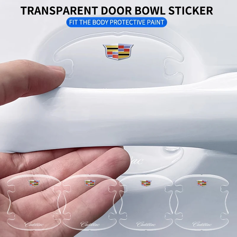4pcs  Car Door Bowl Handle Protector Stickers Transparent Anti-scratch Film For Cadillac CT5 CT6 XT4 XT5 XT6 ATS SRX XTS CTS