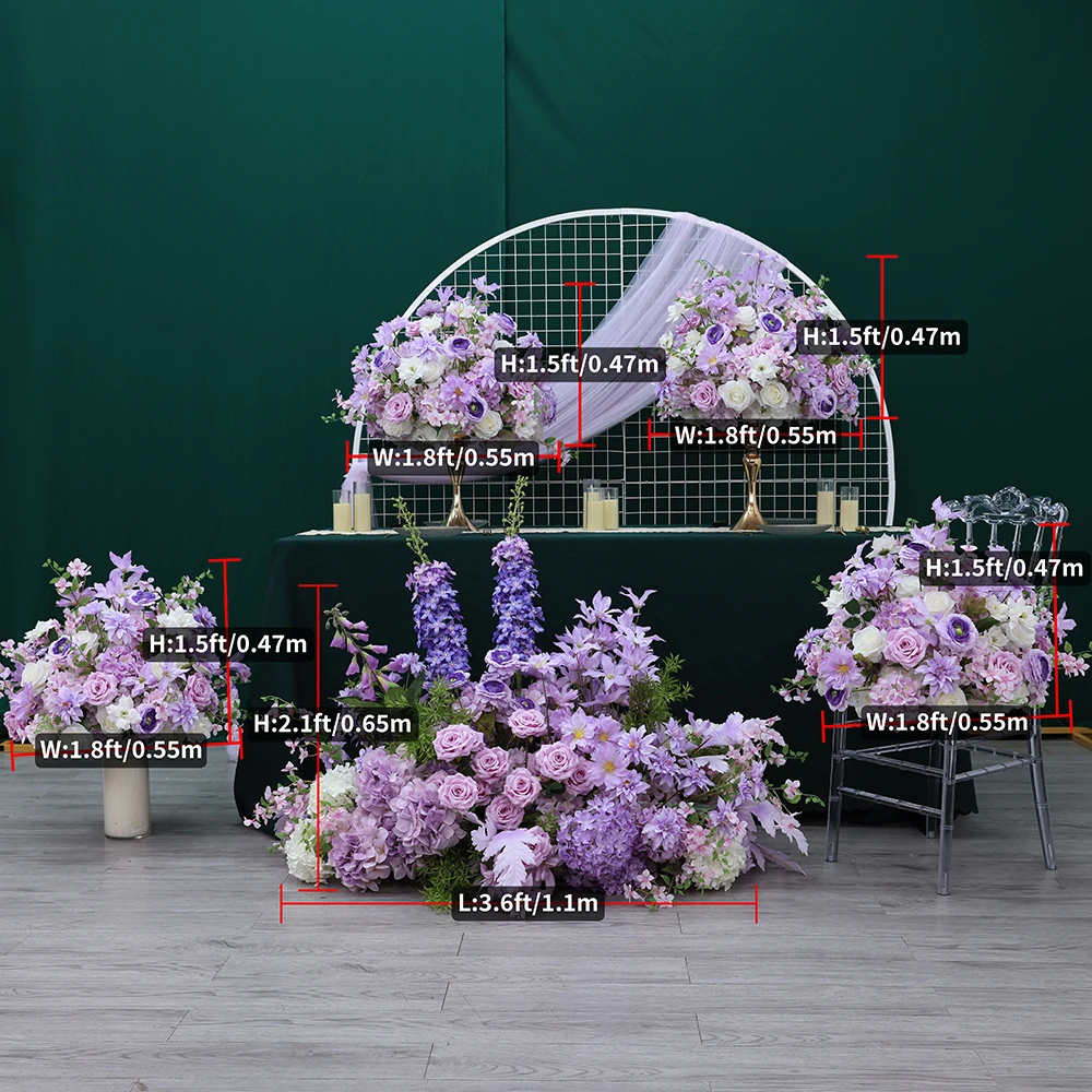 Sztuczne Kwiaty Decoration Marriage High Quality Purple Centerpiece Flower Ball Artificial Floral Arrangement Decor Props HY2235