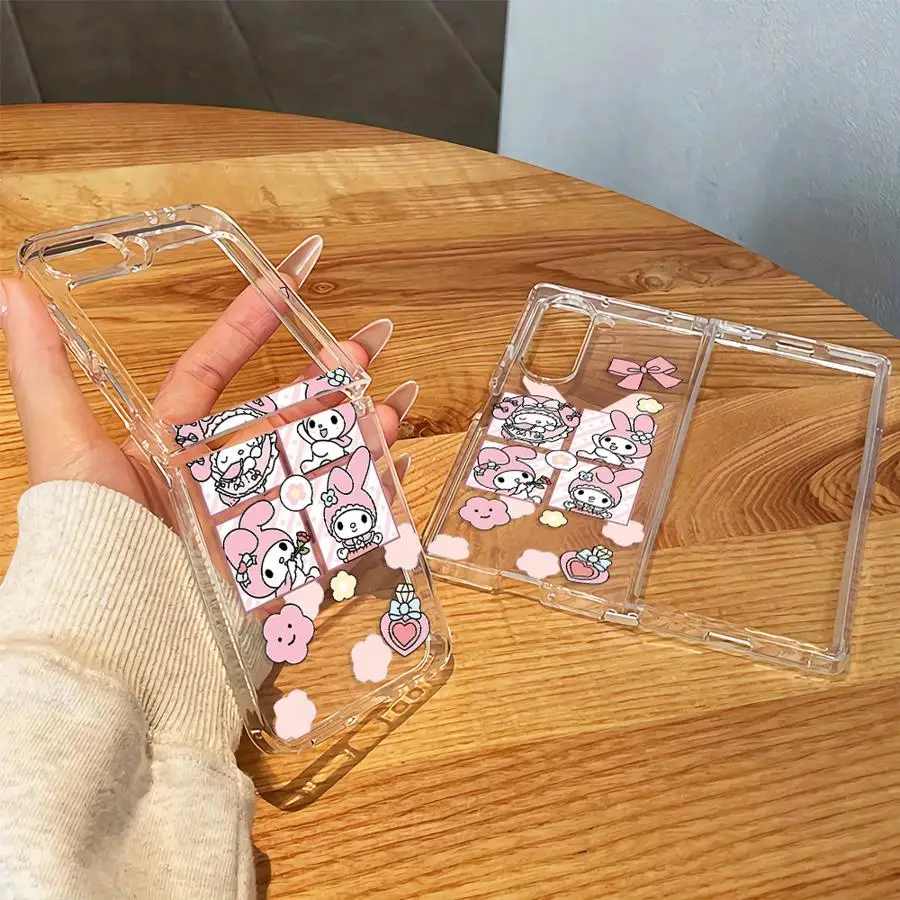 Sanrio My Melody Cute Case for Samsung Galaxy Z Fold 8 Ultra Z Flip 6 5 4 3 Z Fold 7 6 5 4 3 ZFold8Ultra Transparent Soft Phone