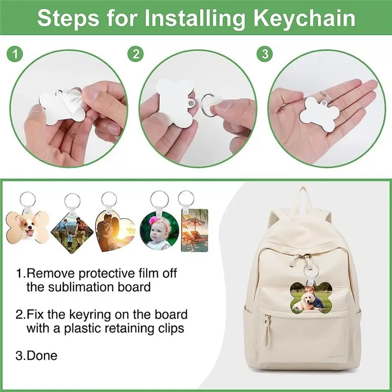 A77K 75Pcs Sublimation Keychain Blanks Bulk,MDF Keychain Double Sided Heat Transfer Keychain Board for DIY and Craft