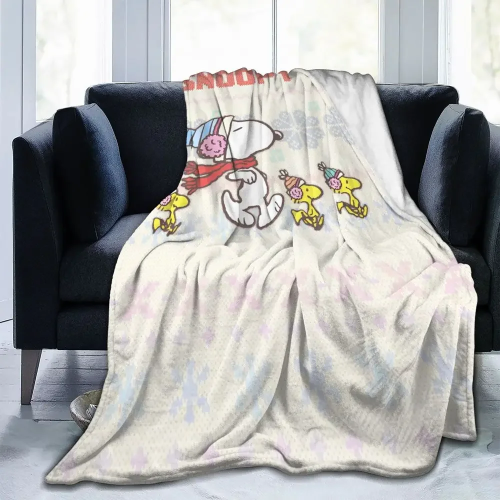 Peanuts Snoopy Woodstock Velvet Throw Blankets Cartoon Cute Blanket for Bedding Outdoor Ultra-Soft Bedding Throws