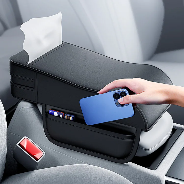 Auto-Armlehnenbox-Booster-Pad mit bequemem Memory-Schaum und integriertem Taschentuchhalter für Passagiere vorne und hinten