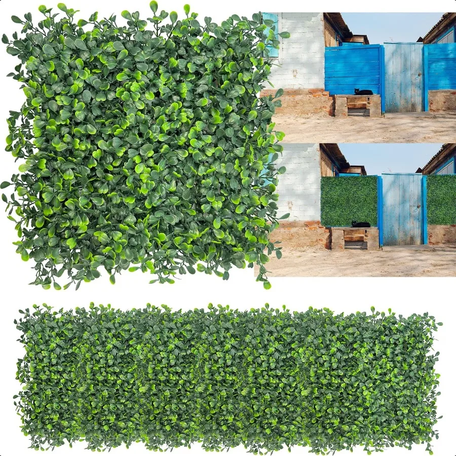 

Artificial Grass Wall Backdrop10"x 10" 16P Boxwood Faux Green Wall Panels for Interior Wall Greenery Wall Garden and Indoor Out