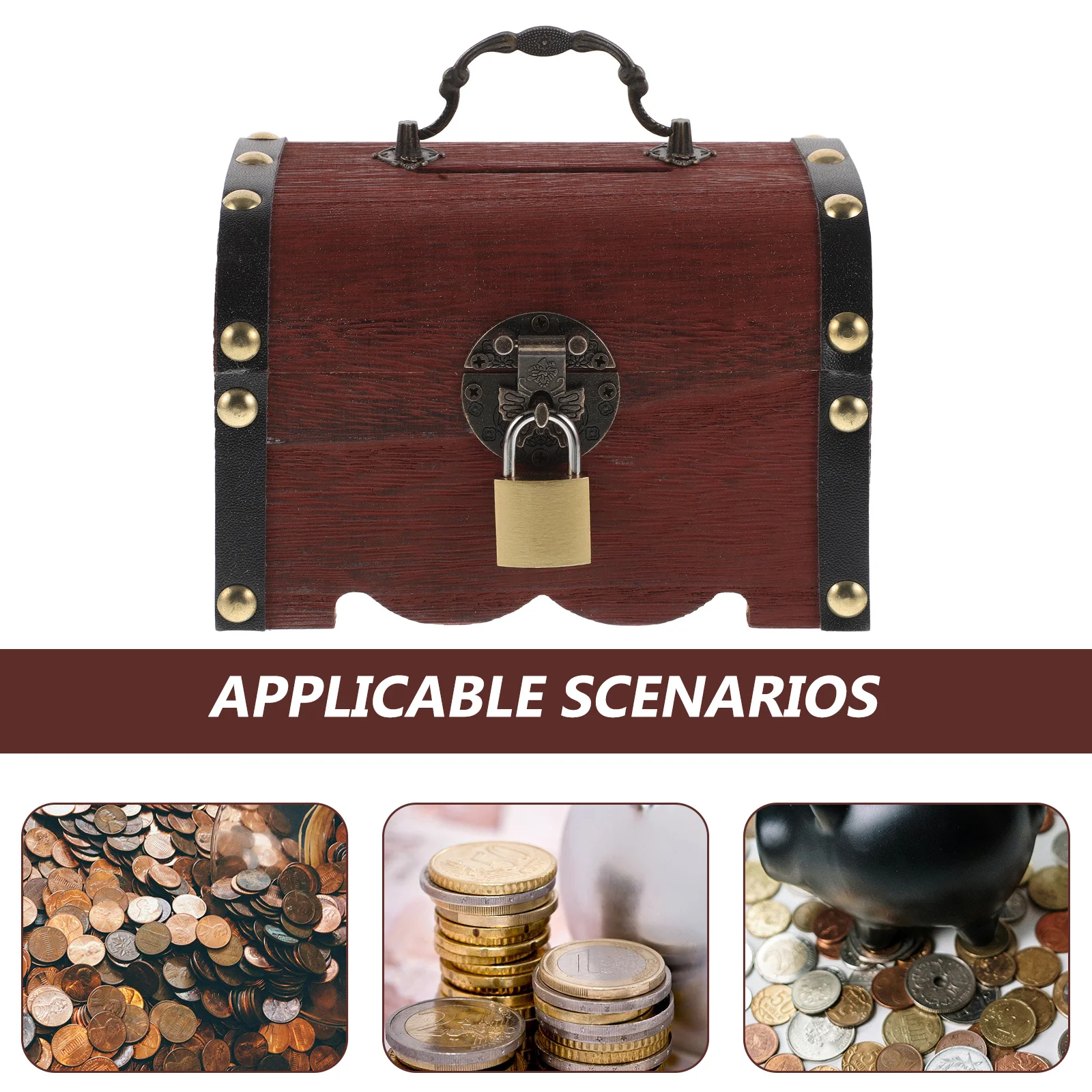 나무 보물 상자 잠금 저금통 어린이 대용량 돈 저금 상자 창의적인 선물 어린이용 나무 보물 상자