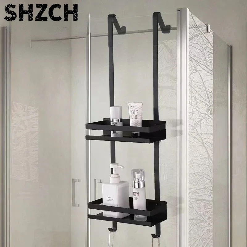 304 Stainless Steel Hanging Rack without Hole Bathroom Shelf Double Hanging Basket Door Rear Storage Shower Room