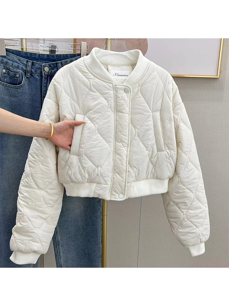 Women\'s White Parka Jacket Thicken Warm Cotton Jacket Harajuku Vintage Long Sleeve Padded Jackets Outerwear 2000s Clothes Winter