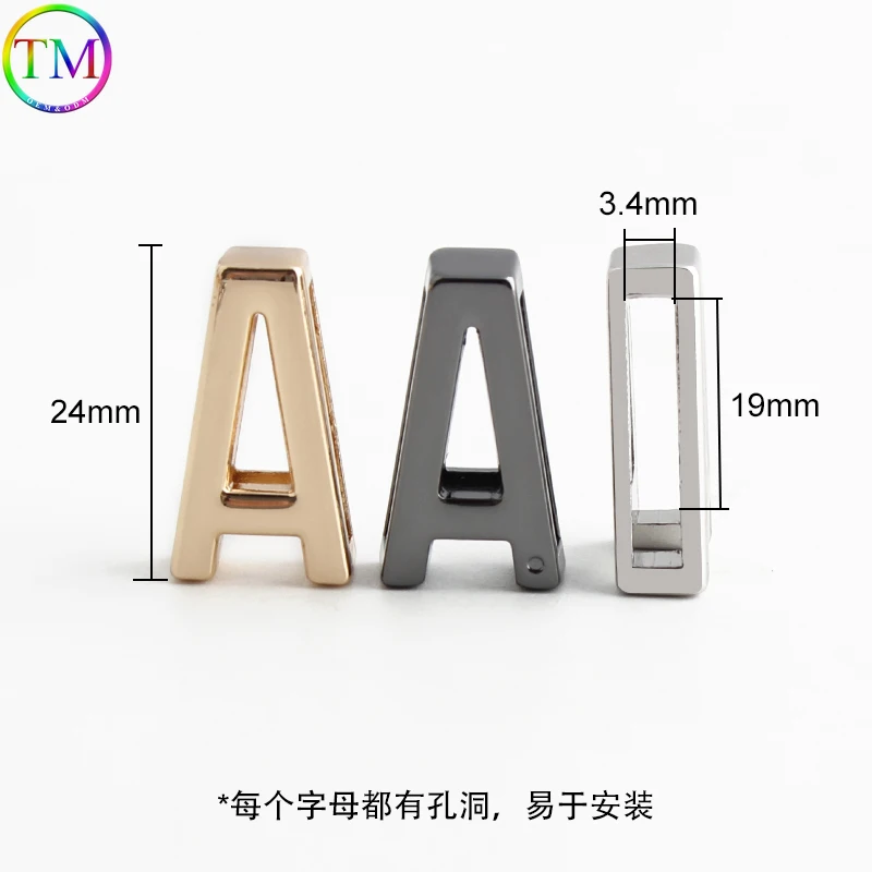 19MM Full Metal A-Z Alphabet Metal Slide Letter Bead for bag purse dog collar belt strap Custom Collar/Chokers making supplies