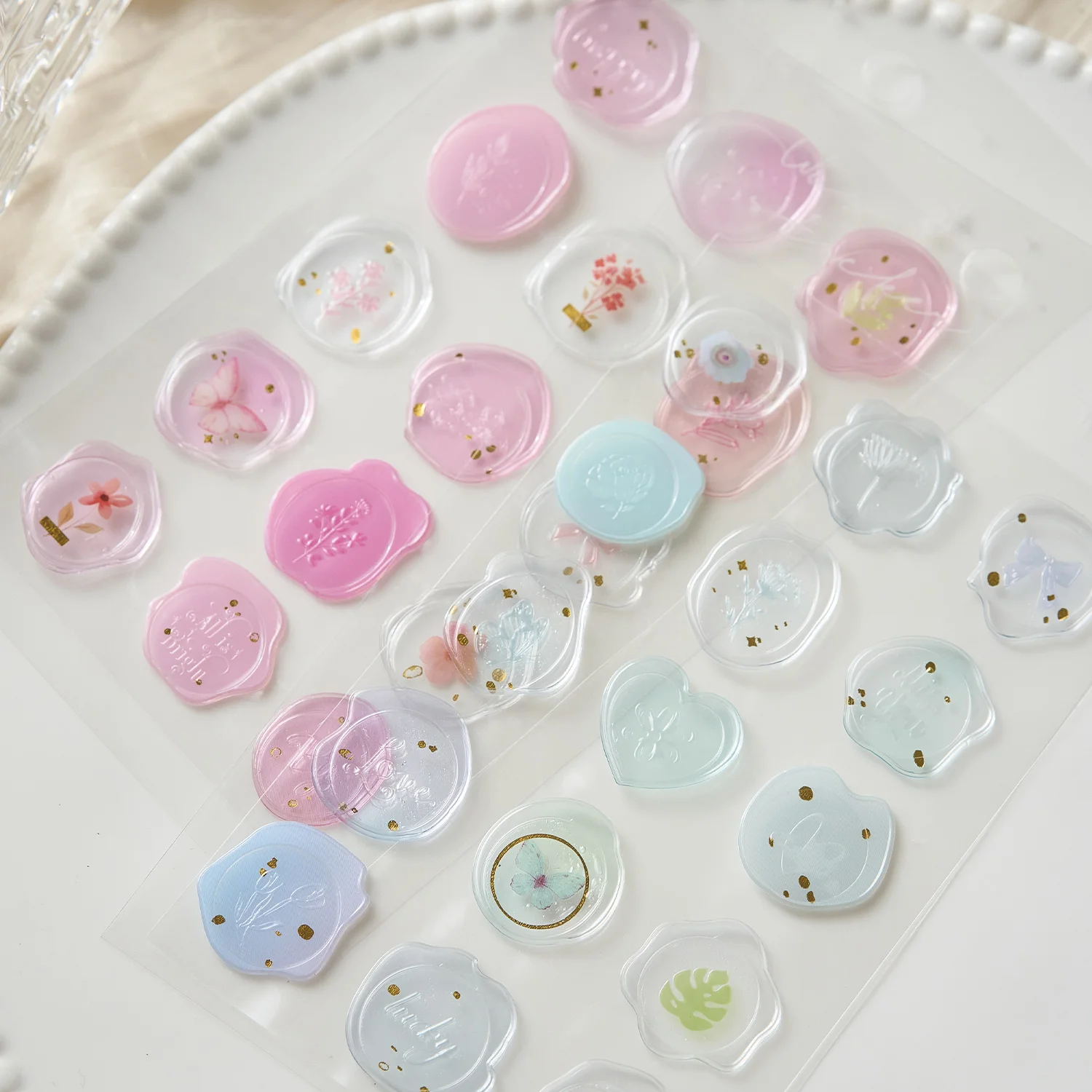 15pcs Retro Romantic Art Droplet Fire Paint Seal Sticker Creative Decor DIY Junk Journal Scrapbook Envelope Cute Sealing Sticker