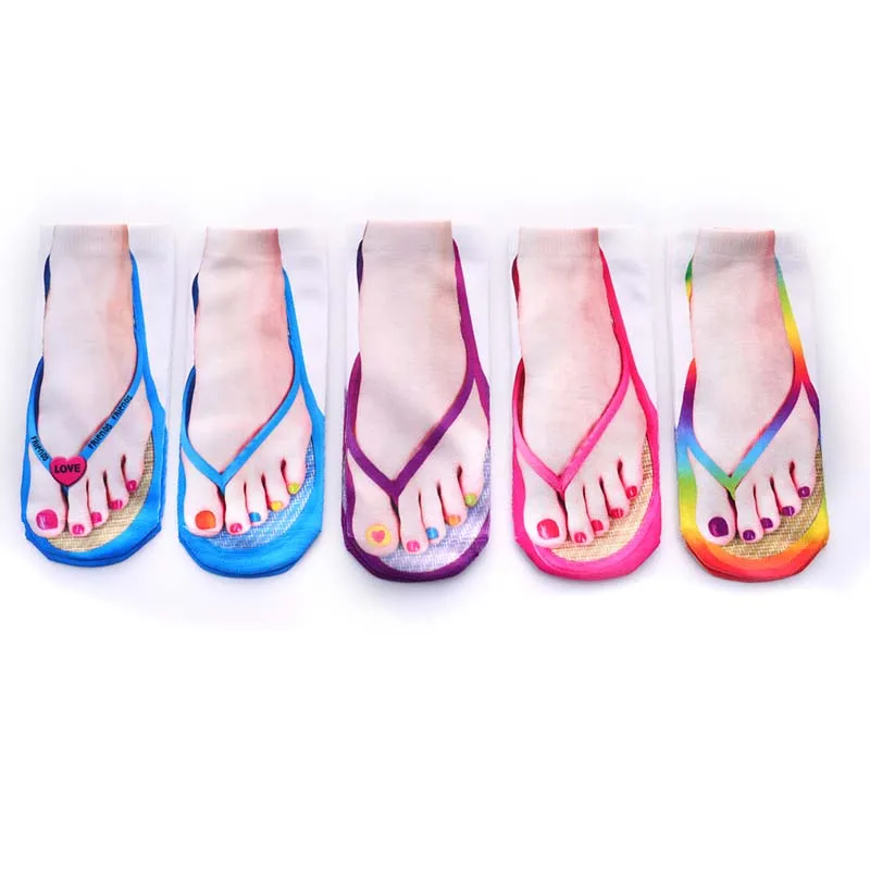 Cute Foot Printed 3D Socks For Women Kawaii Low Ankle Femme Girls Cotton Socks Casual Funny Creative Socks Happy sox-socks