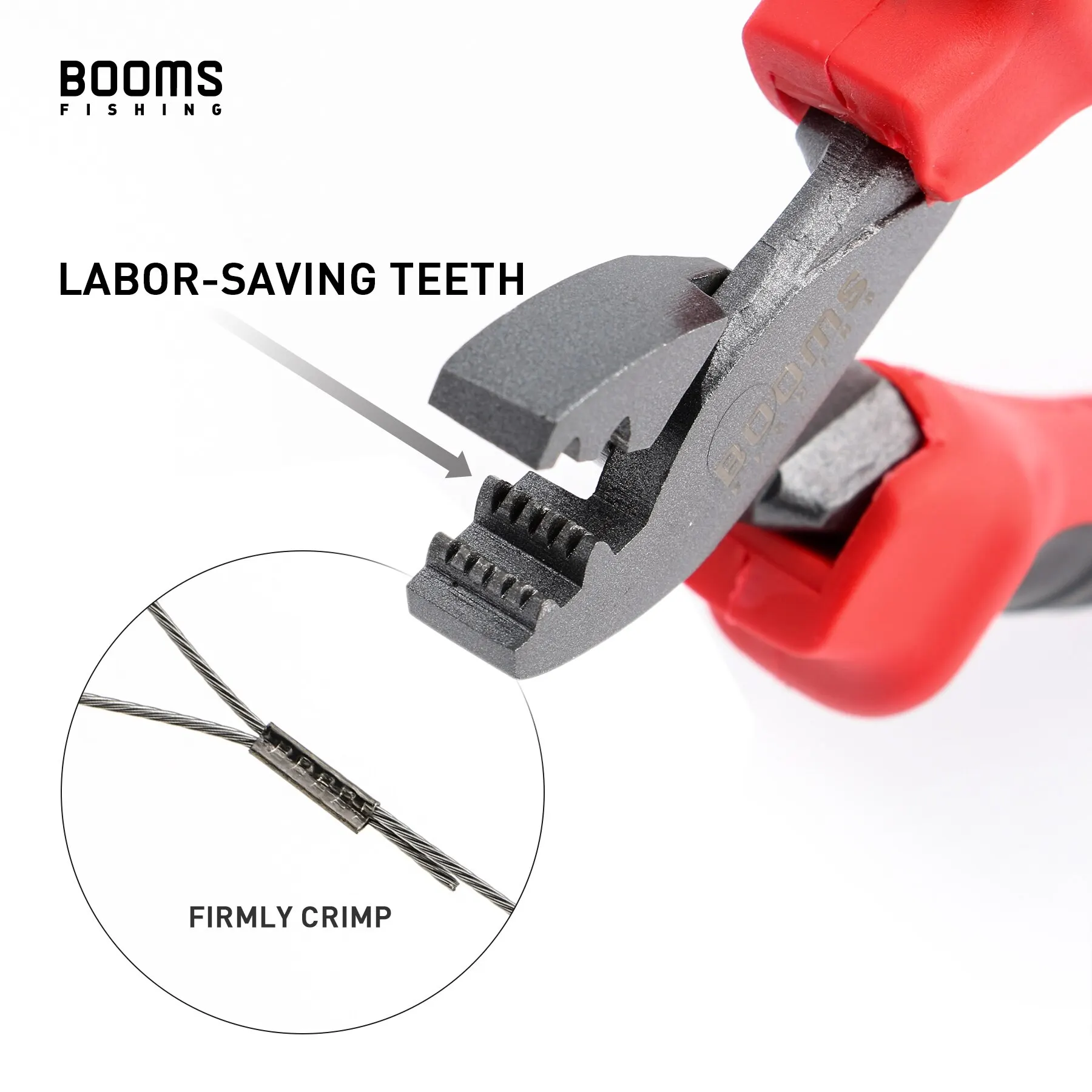 Booms Fishing CP2 Fishing Crimp Pliers for Single Barrel Socket Tools Portable Lightweight Non-slip Handle with Lanyard