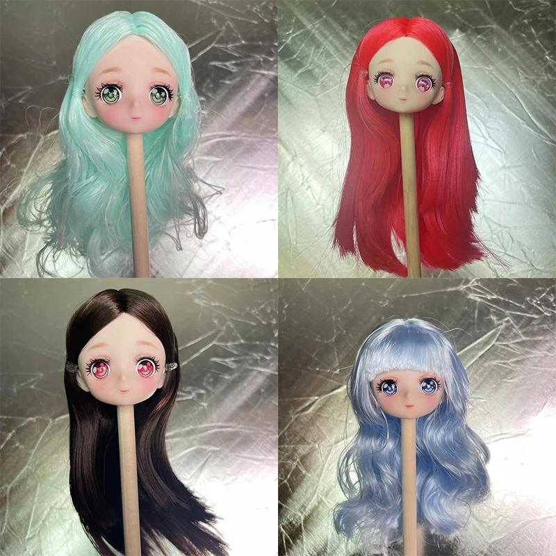 

Multiple Colors Hairs Anime Face Doll Head Accessories Replace Head Kids Girl Toy Gift
