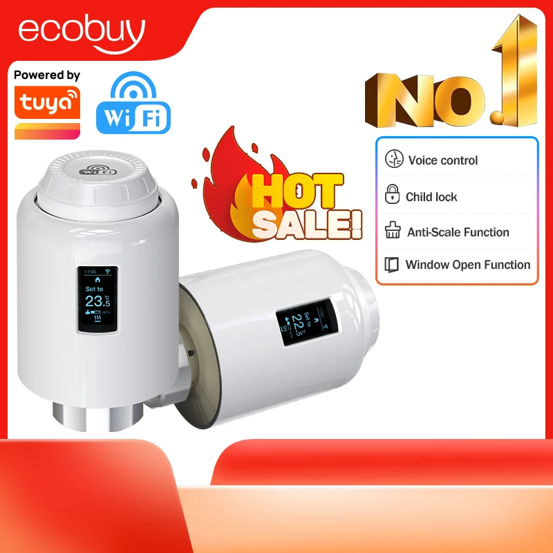 Tuya Wifi Thermostat Thermostatic Head Radiator Valve Smart Valve Actuator Heating Temperature Controller Alexa Google Home