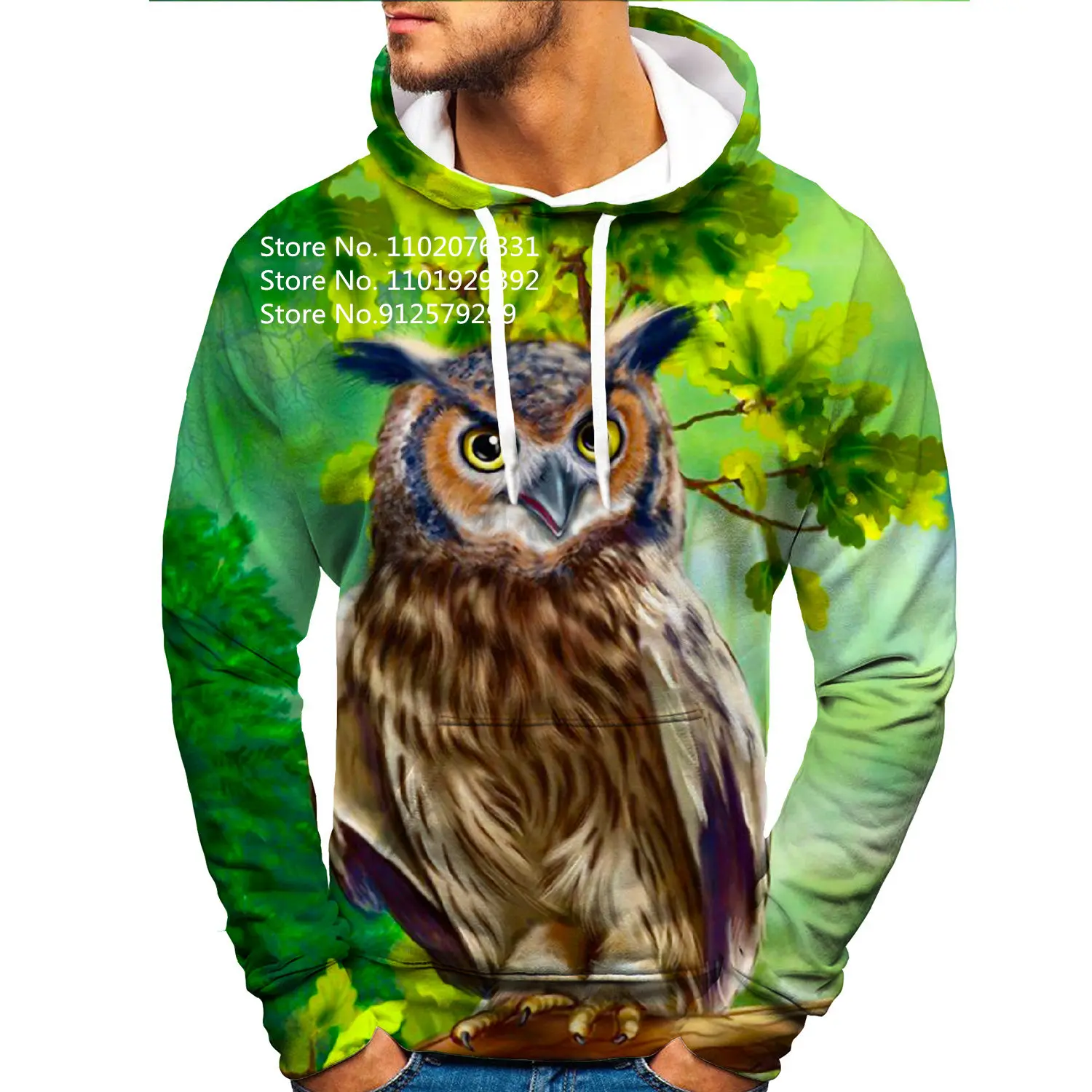 Owl 3d Printed Hoodies Unisex Cool Pullover Animal Graphic Sweatshirt Mens Street Wear