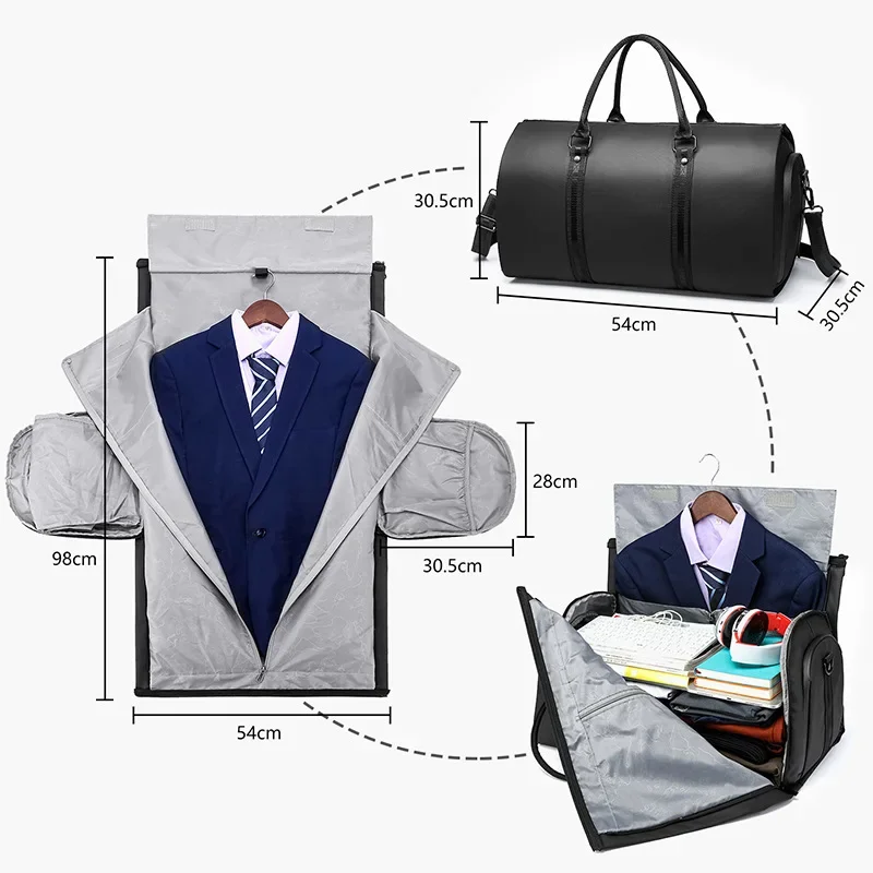 

Складная дорожная сумка-чемодан, большая вместительная кожаная сумка-органайзер для ручной клади, прочная сумка для делового хранения для коротких поездок