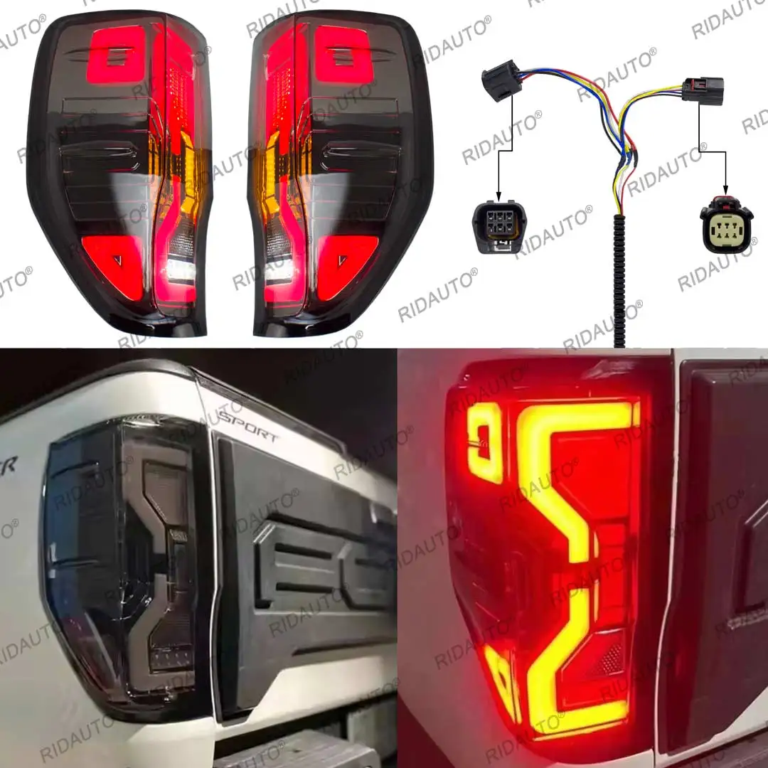 Halogen To LED Smoked Black Tail Light Rear Light Back Stop Lamp For Ford Ranger 2012 2018 2021 T6 T7 T8 Upgrades Decoration