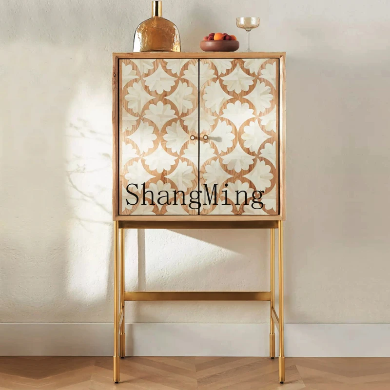 

DHY retro solid wood dining side cabinet against the wall porch locker locker