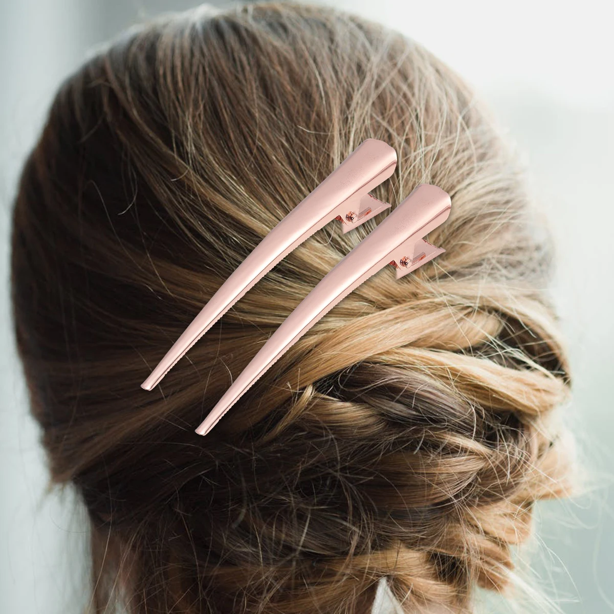 

12 pcs Large Duckbill Clips For Women Thick Thin Hair Rose Gold Durable Alligator Clips Salon Home Crafts Office Metal Hair