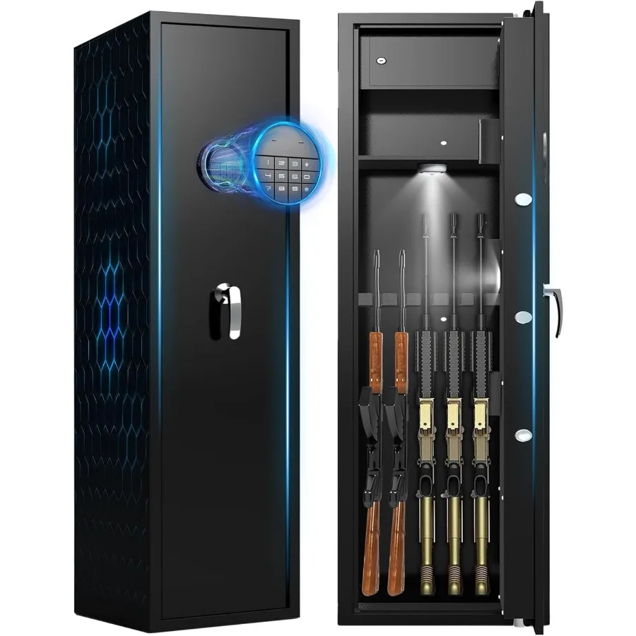 

Большой сейф для оружия с цифровым замком, внутренним отсеком, системой сигнализации и съемными полками, сборный шкаф для ружей и пистолетов