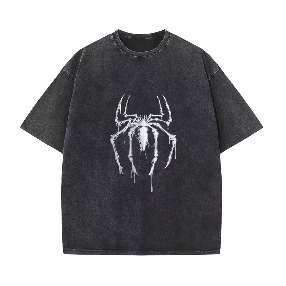 Camiseta de Hombre con Gráfico de Araña Vintage, Camiseta Lavada con Diseño de Araña, Camiseta Retro para Entrenamiento, Camiseta Retro de Héroe