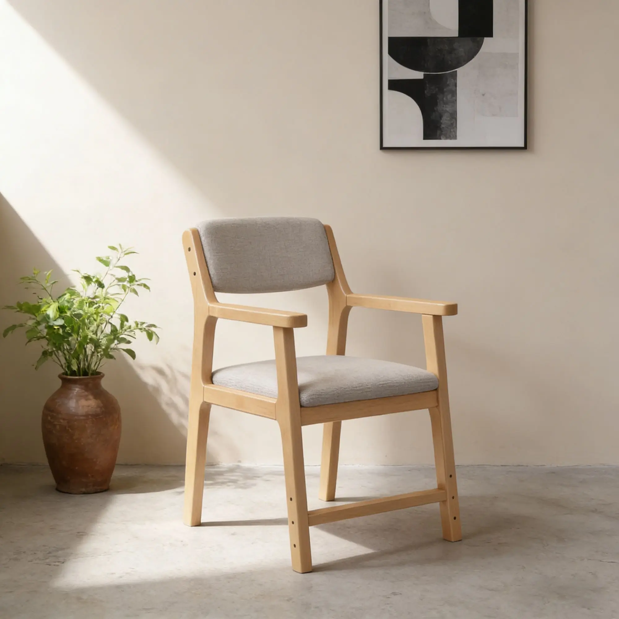 Ergonomic Study Chair Height Adjustable Desk Chair Solid Wood Legs Breathable Linen Fabric Backrest for Home School Classroom