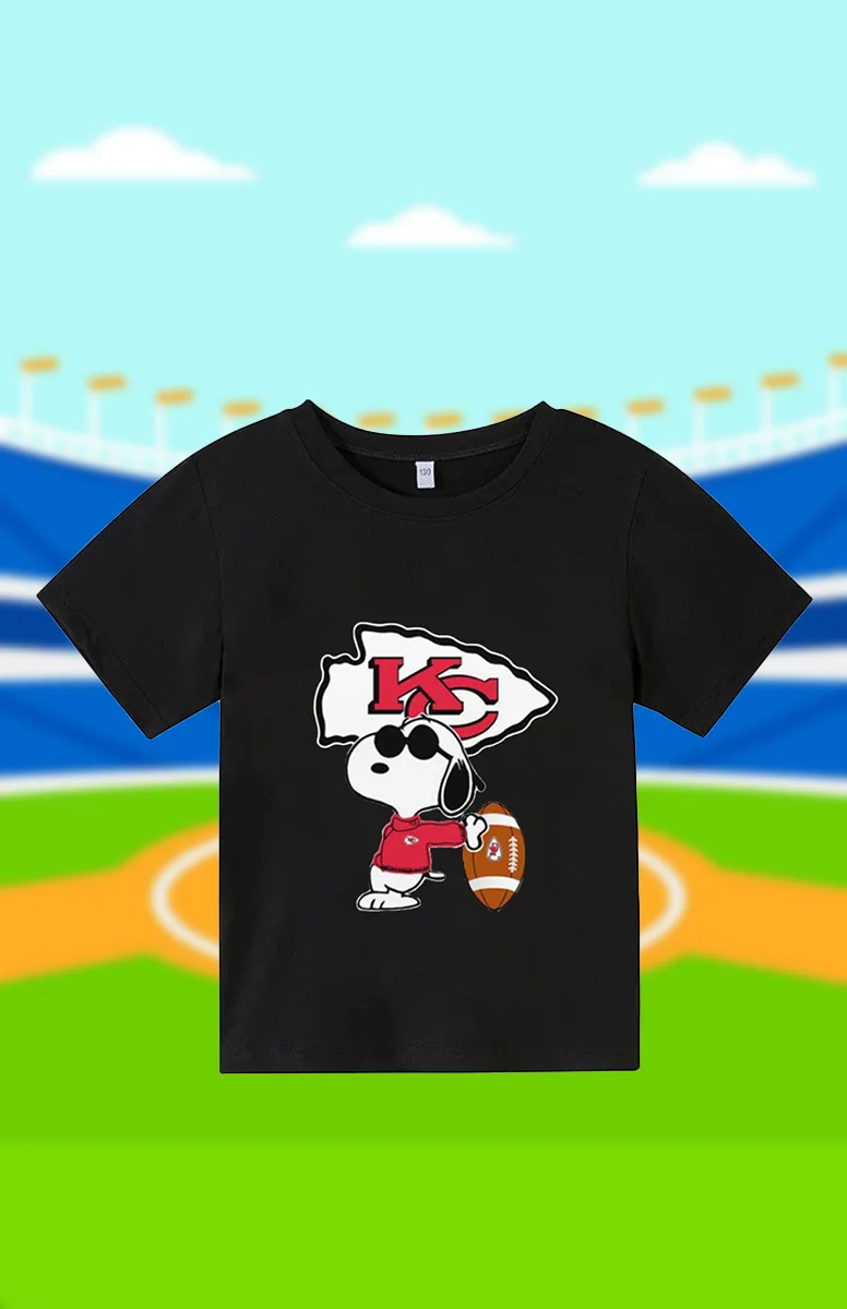 Peanuts rugby Kansas City Chiefs Men\'s Rugby Sports T-shirt Boys Summer Casual Short sleeved Top T-shirt