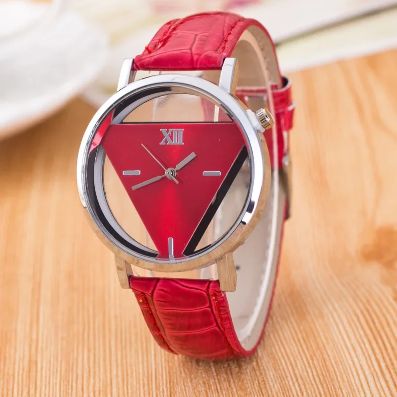 Simple Casual Design INS Women Watch Personalized Double-sided  Hollow Trendy Triangle Quartz Wristwatch Female Clock Gifts