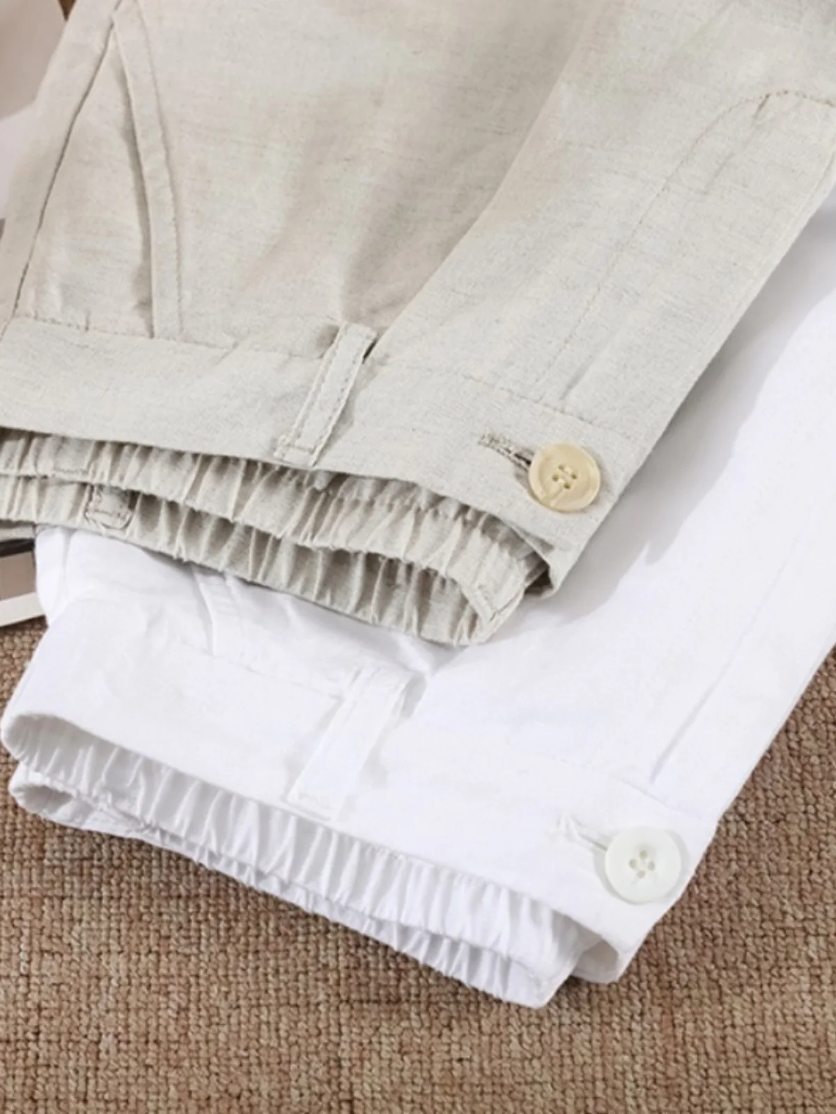 Linnen rechte pijpen ort broek dames zomer 2024, faionable semi-elastische taille, veelzijdige casual dunne ademende hotpants