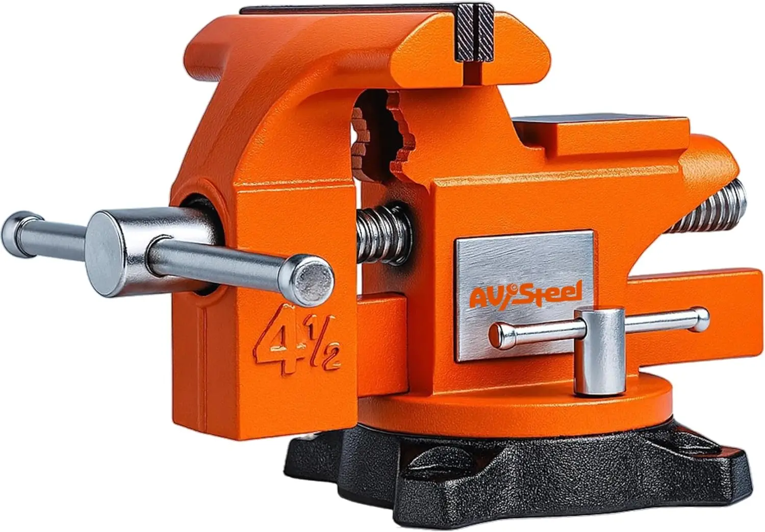 

4-1/2" Heavy-Duty Bench Vise with Swivel Base and Anvil for Woodworking, Drilling, Pipe Cutting
