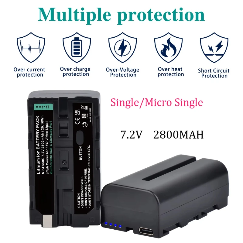

Аккумулятор 2800 мАч NP-F550C, совместимый с NP-F330, NP-F550, NPF570, NP-F750, для светодиодного освещения, перезаряжаемый, литий-ионный