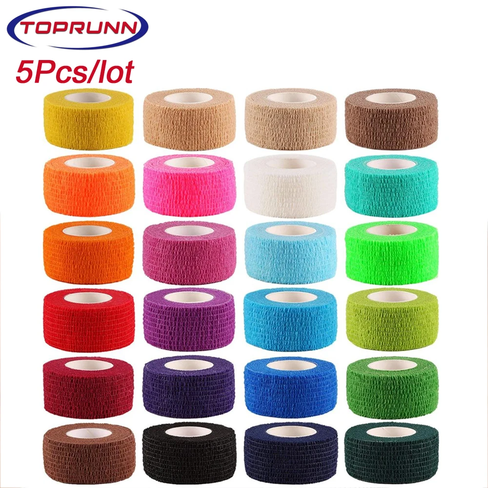 

5Pcs/Lot Sport Self-Adherent Tape Elastoplast Adhesive Wrap Cohesive Bandages First Aid Tape Pet Tape 2m*4m Random Color