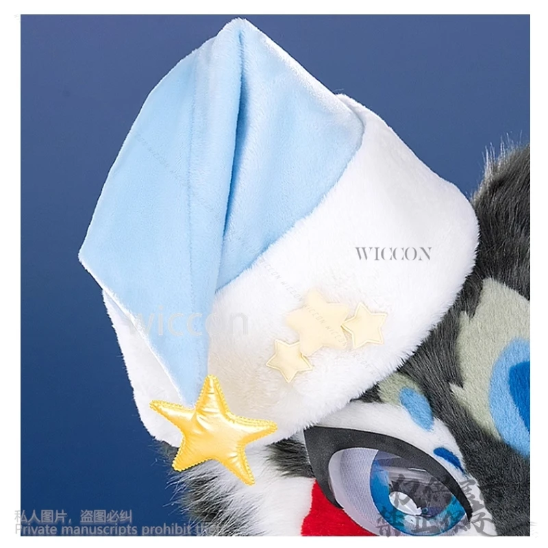 Kigurumi peludo Furrsuit dibujos animados divertido Animal Comic Con disfraz estrella gorro de noche Kawaii máscara de ojos pijamas lindo Cos Anime personalizado