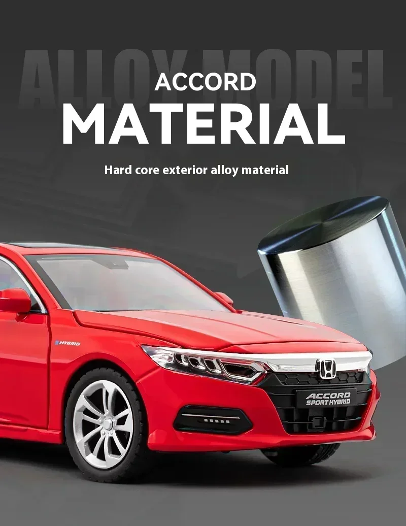 1:24 Honda Accord Limousine Geluid & Licht Legering Metaal Diecast Automodel Verzamelen Hobby Decoratie Trendy Vakantiecadeau Jongen C400