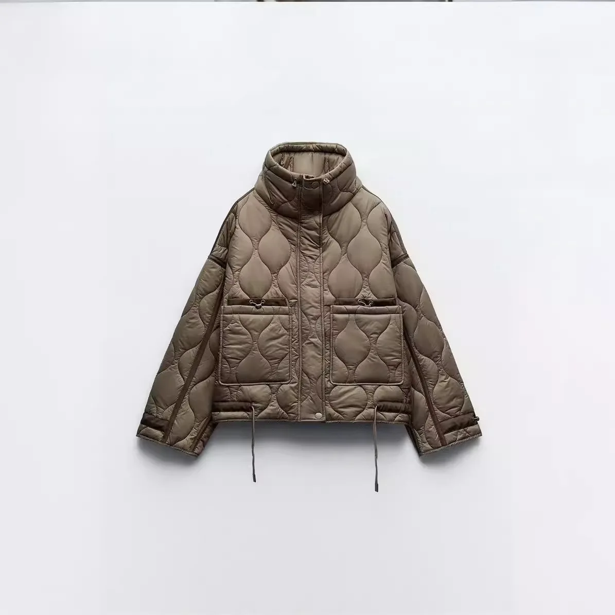 FRAYA LAB Zimowa Nowa Kolekcja Damska Prosty Krój Luźny Ciepły Wiatroodporny Stójka Lekka Kurtka Bawełniana Casualowa Modna