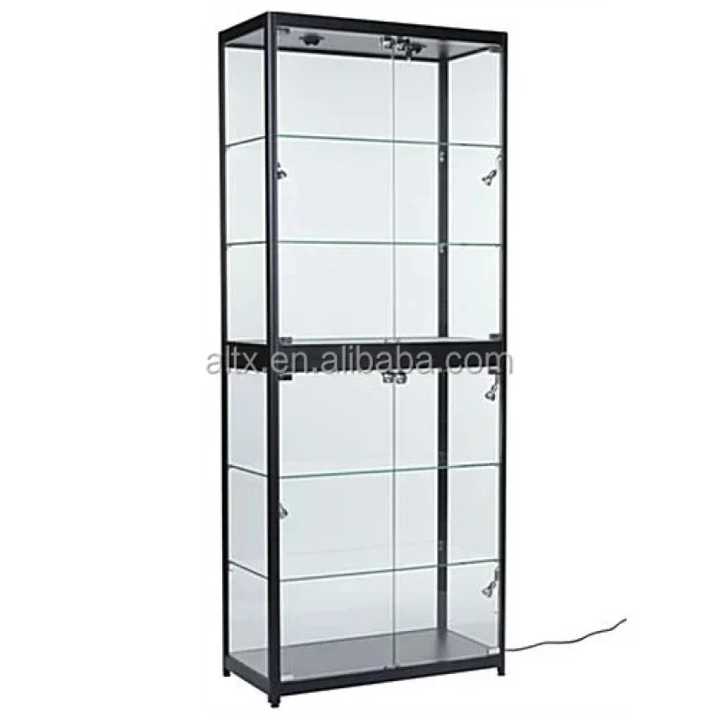 custom.Luxury High-End Tempered Glass Round Jewelry Display Cabinet