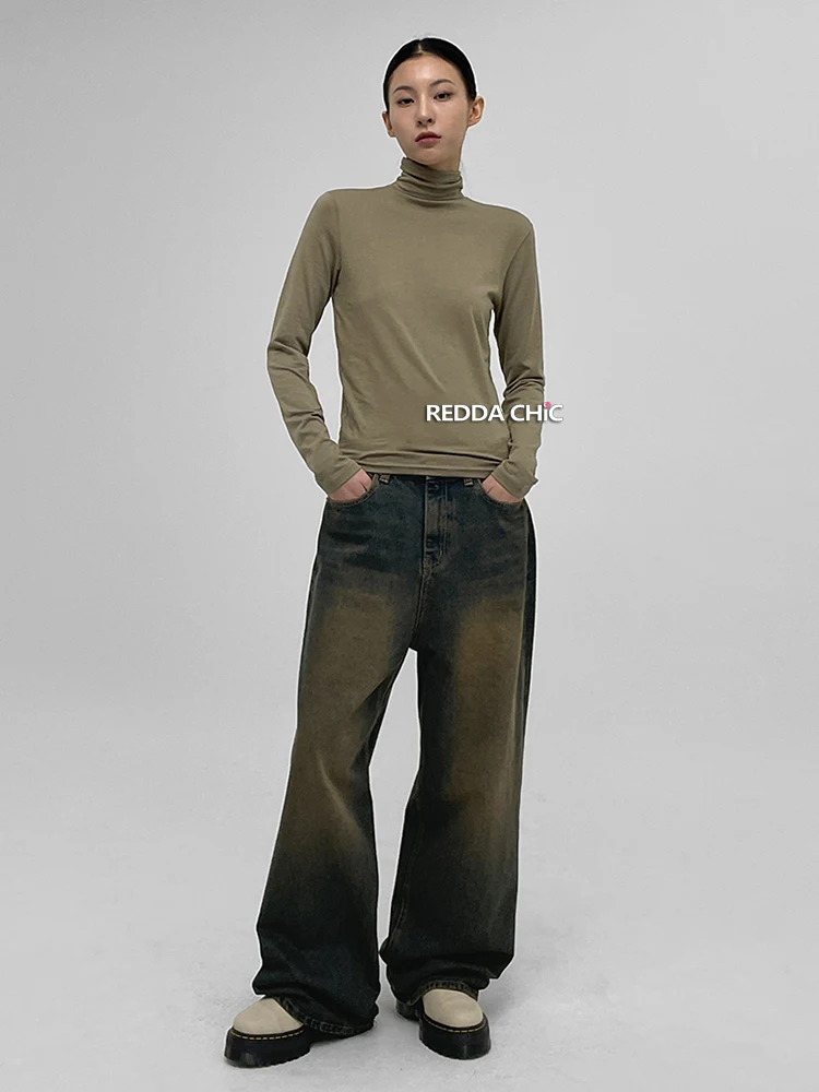 REDDACHiC Retro Green Wash Women's Baggy Jeans Adjust-waist Casual Wide Pants Oversized Boyfriend Trousers Plus Size Y2k Clothes